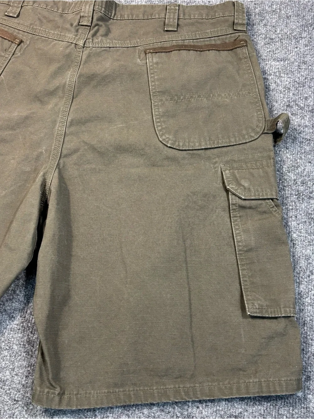 Wrangler RIGGS Workwear Carpenter Ripstop Shorts Mens 42 Green Canvas Cargo Duty